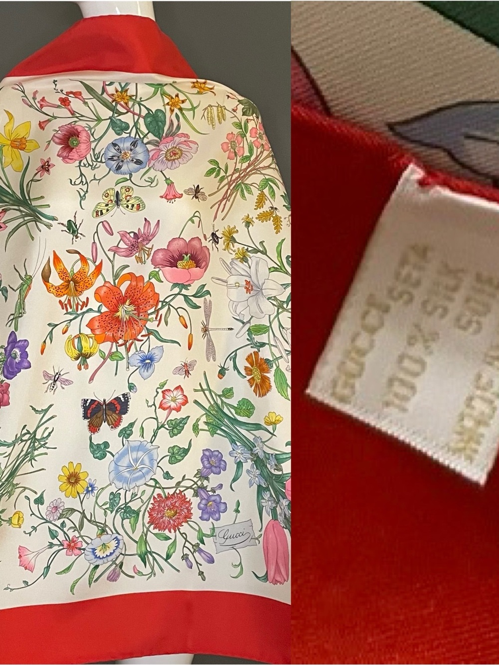 Coveted Gucci Flora Accornero Silk Scarf 34 In Very Good Condition - Picture 3 of 10